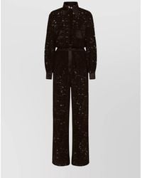 Dolce & Gabbana - Silk Lace-Trim Long-Sleeve Straight-Leg Jumpsuit - Lyst