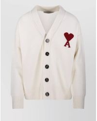 Ami Paris - Wool V-Neck Long-Sleeve Cardigan - Lyst