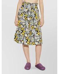 Marni - Cotton Floral Print High-Rise Pleated Skirt - Lyst
