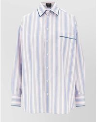 Etro - Long Sleeve Striped Shirt With Chest Pocket - Lyst