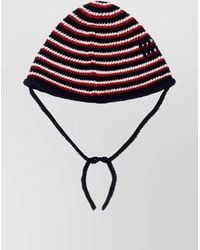 Miu Miu - Crochet Bucket Hat Striped Design Ear Flaps - Lyst