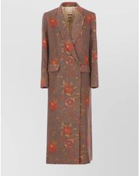 Uma Wang - Double-Breasted Floral Pattern Wool Coat - Lyst