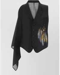Yohji Yamamoto - Jersey Vest Asymmetric Design Graphic Embroidery - Lyst