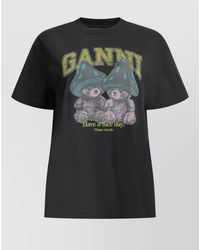 Ganni - Cotton Relaxed-Fit Crew-Neck T-Shirt - Lyst
