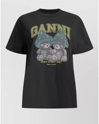 Ganni - Graphic Cotton Crew-Neck Short-Sleeve T-Shirt - Lyst