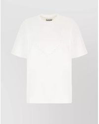 Ganni - Cotton Ribbed Crew-Neck Loose-Fit T-Shirt - Lyst