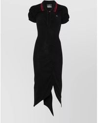 Vivienne Westwood - Cotton V-Neck Asymmetric Ruffled Midi Dress - Lyst