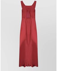 Alberta Ferretti - Long Satin Dress V Neckline Cutout - Lyst