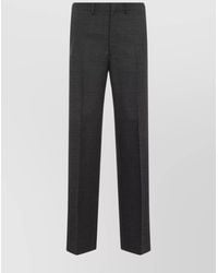 Prada - Virgin Wool Checked Straight-Leg Trousers - Lyst