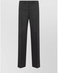Prada - Virgin Wool Checked Straight-Leg Trousers - Lyst
