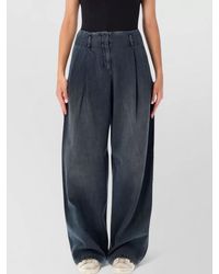 Golden Goose - Denim High-Rise Pleated Wide-Leg Jeans - Lyst