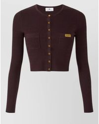 Elisabetta Franchi - Silk Micro-Braided Knit Cropped Cardigan - Lyst