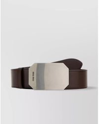 Miu Miu - Leather Belt With Adjustable Length And Rectangular Buckle - Lyst