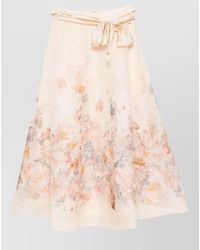 Zimmermann - Linen And Silk Floral-Print High-Rise A-Line Midi Skirt - Lyst