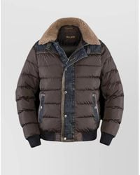 Moorer - Denim Trimmed Shearling Collar Padded Jacket - Lyst