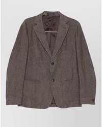 Emporio Armani - Linen Single-Breasted Blazer Jacket - Lyst