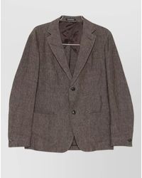 Emporio Armani - Linen Single-Breasted Blazer Jacket - Lyst