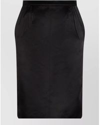 Saint Laurent - Leather Knee-Length Pencil Skirt - Lyst