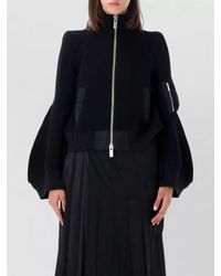 Sacai - Wool Ribbed High-Neck Zip Bomber Jacket - Lyst