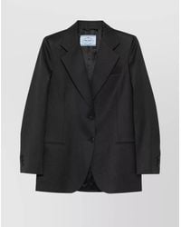Prada - Notched Lapels Wool Blazer - Lyst