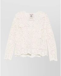 Semicouture - Calanthe Lace Knit V Neck Sweater - Lyst