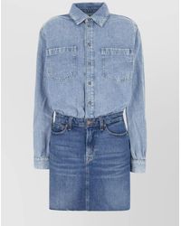 7 For All Mankind - Short Denim Dress With Pockets And Belt Loops - Lyst