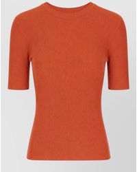 P.A.R.O.S.H. - Crew Neck Ribbed Texture Short Sleeve Top - Lyst