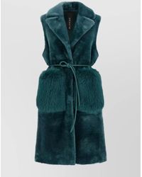 Blancha - Straight-Volpe Shadow Belted Faux Fur Vest - Lyst