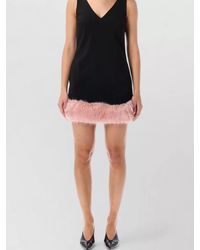 Self-Portrait - Mini Dress Faux Fur Trim Pockets - Lyst