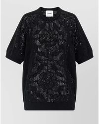 Nude - Cotton Sweater Crew Neck Lace Pattern - Lyst