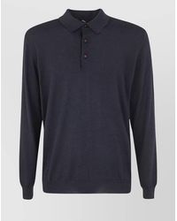 Kiton - Long Sleeve Polo Shirt With Ribbed Cuffs And Hem - Lyst