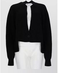 Nude - Long Sleeve Cropped Rib Knit Cardigan - Lyst