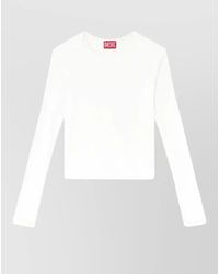 DIESEL - Cotton Ribbed Cropped Long-Sleeve Top - Lyst