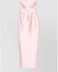 Solace London - Ingrid Strapless Satin Midi Dress - Lyst