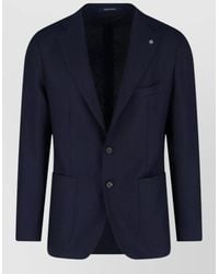 Tagliatore - Blazer Notch Lapel Patch Pockets Buttoned Cuffs - Lyst