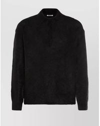 AURALEE - Mohair Long-Sleeve Polo Shirt - Lyst