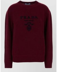 Prada - Wool Blend Crew Neck Knit Sweater - Lyst