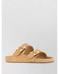 Tory Burch - Raffia Double Strap Flat Sole Slippers - Lyst