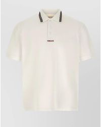 Versace - Greca Polo Shirt Contrast Trim Collar Short Sleeves - Lyst