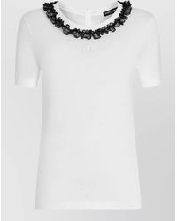 Dolce & Gabbana - Lace Trim Short Sleeve T-Shirt - Lyst