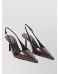 Prada - Leather Slingback Sandals Pointed Toe Stiletto - Lyst