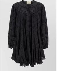 Isabel Marant - Zame Dress Long Sleeves Lace Pleated Embroidery - Lyst