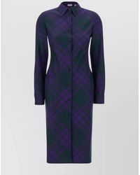 Burberry - Embroidered Wool Shirt Midi Dress - Lyst