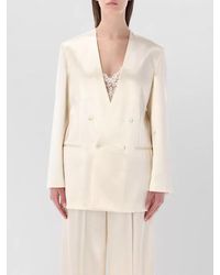Alberta Ferretti - Satin Double-Breasted Blazer - Lyst