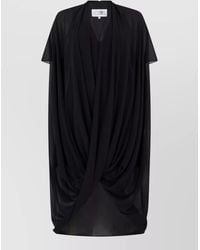 MM6 by Maison Margiela - Asymmetric Draped V-Neck Short-Sleeve Dress - Lyst