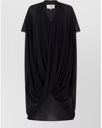 MM6 by Maison Margiela - Asymmetric Draped V-Neck Short-Sleeve Dress - Lyst