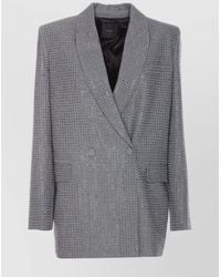 Pinko - Crystal Embellished Double-Breasted V-Neck Jacket - Lyst