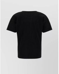 Homme Plissé Issey Miyake - Ribbed Round Neck Short Sleeve T-Shirt - Lyst