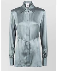 Semicouture - Shirt Long Sleeves Collared Neck Waist Tie - Lyst