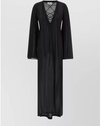 ANDAMANE - Ava Dress Lace Up Long Sleeves Sheer - Lyst